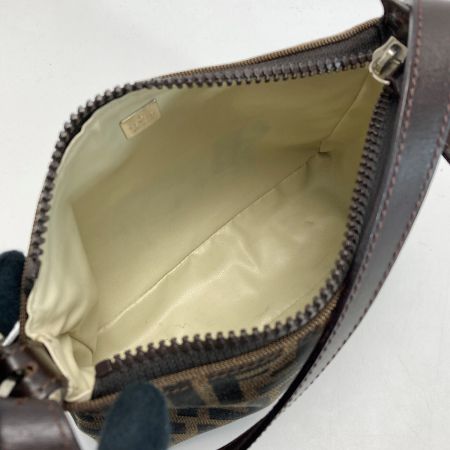  FENDI フェンディ ズッカ柄 ハンドバッグ ブラウン ミニバッグ ポーチ キャンバス×レザー