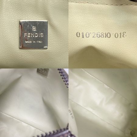  FENDI フェンディ ズッカ柄 ハンドバッグ ブラウン ミニバッグ ポーチ キャンバス×レザー