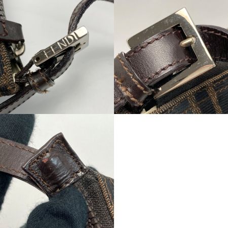  FENDI フェンディ ズッカ柄 ハンドバッグ ブラウン ミニバッグ ポーチ キャンバス×レザー
