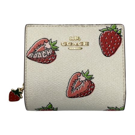  COACH コーチ  ストロベリー 苺 CAP18 アイボリー 2つ折り財布 レディース