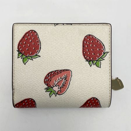  COACH コーチ  ストロベリー 苺 CAP18 アイボリー 2つ折り財布 レディース