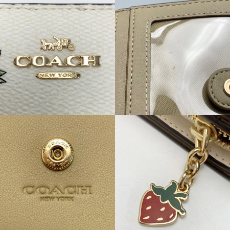  COACH コーチ  ストロベリー 苺 CAP18 アイボリー 2つ折り財布 レディース