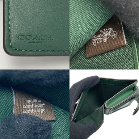  COACH コーチ ミディアム コーナー ジップ ウォレット CW786 ブラウン×グリーン 2つ折り財布 シグネチャー