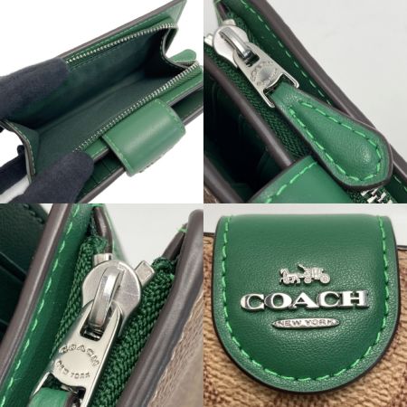  COACH コーチ ミディアム コーナー ジップ ウォレット CW786 ブラウン×グリーン 2つ折り財布 シグネチャー