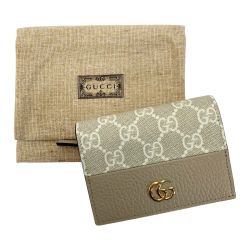 ☆☆ GUCCI グッチ マーモント ダブルG ミニウォレット デニムxレザー 658610 ブラック 2つ折り財布 袋有 Cランク