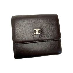 ☆☆ CHANEL シャネル レザー ブラウン Wホック財布  Cランク