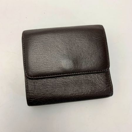  CHANEL シャネル レザー ブラウン Wホック財布 