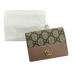 ☆☆ GUCCI グッチ GGスプリーム 658610 ピンク  2つ折り財布 Cランク