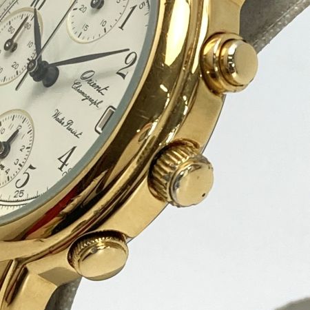  ORIENT オリエント クロノグラフ デイト HFAE03CS アイボリー クォーツ メンズ 腕時計