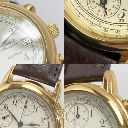  ORIENT オリエント クロノグラフ デイト HFAE03CS アイボリー クォーツ メンズ 腕時計