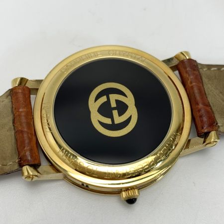  GUCCI グッチ クォーツ レザーベルト ゴールドケース 7200M メンズ腕時計