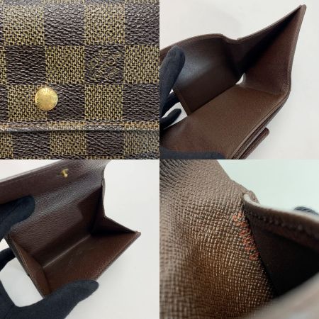  LOUIS VUITTON ルイヴィトン ダミエ ダミエ ポルトフォイユ・エリーズ N61654 ブラウン 2つ折り財布 レザー レディース