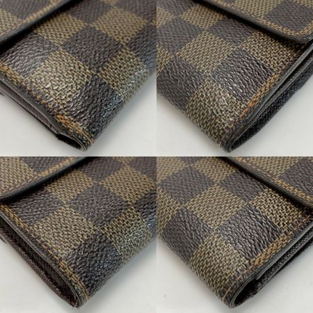  LOUIS VUITTON ルイヴィトン ダミエ ダミエ ポルトフォイユ・エリーズ N61654 ブラウン 2つ折り財布 レザー レディース