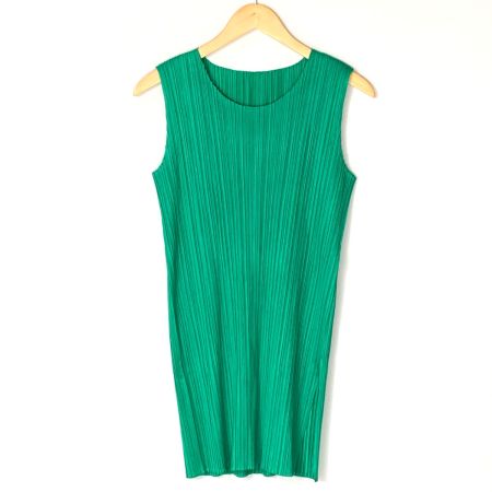  ISSEY MIYAKE イッセイミヤケ PLEATS PLEASE ノースリーブワンピース PP31JT144 グリーン サイズ 3 レディース