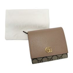 ☆☆ GUCCI グッチ レザー GGスプリーム 598587 ベージュ 2つ折り財布 袋有 Cランク
