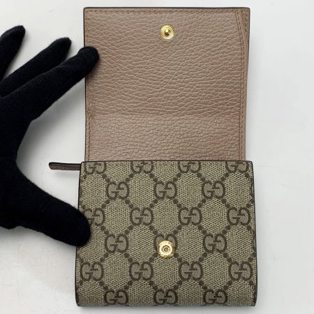  GUCCI グッチ レザー GGスプリーム 598587 ベージュ 2つ折り財布 袋有
