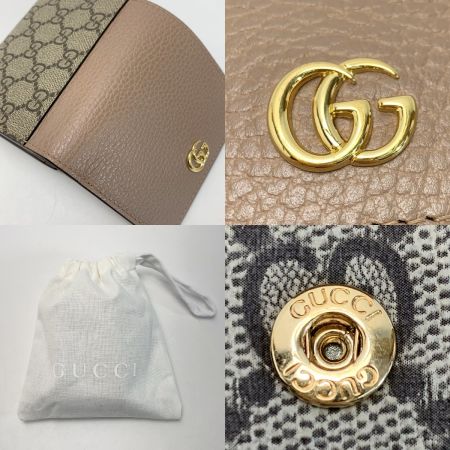  GUCCI グッチ レザー GGスプリーム 598587 ベージュ 2つ折り財布 袋有