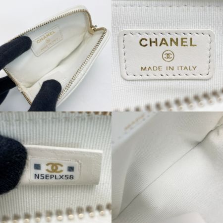  CHANEL シャネル マトラッセ クラシック ジップ コインパース AP2061 ホワイト ココマーク キャビアスキン 小銭入れ 財布