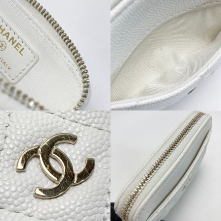  CHANEL シャネル マトラッセ クラシック ジップ コインパース AP2061 ホワイト ココマーク キャビアスキン 小銭入れ 財布