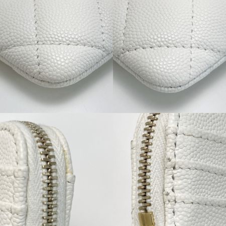  CHANEL シャネル マトラッセ クラシック ジップ コインパース AP2061 ホワイト ココマーク キャビアスキン 小銭入れ 財布