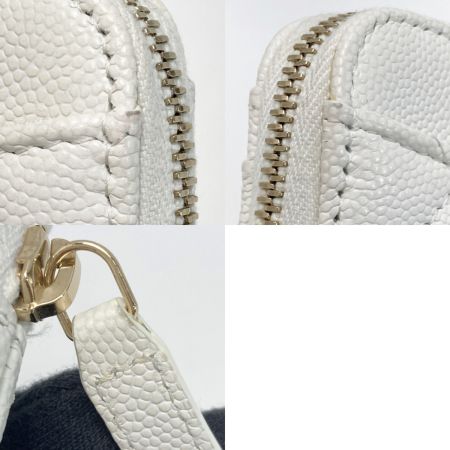  CHANEL シャネル マトラッセ クラシック ジップ コインパース AP2061 ホワイト ココマーク キャビアスキン 小銭入れ 財布