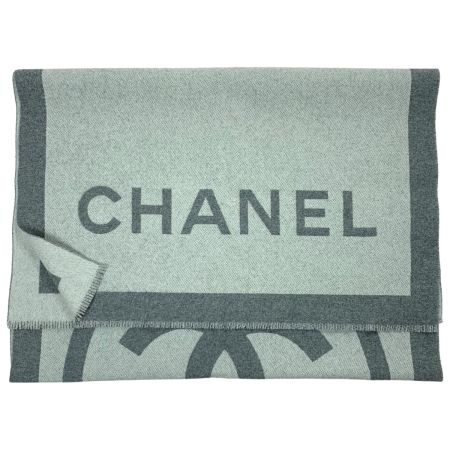  CHANEL シャネル ココマーク 大判 グレー カシミア/シルク ストール ショール