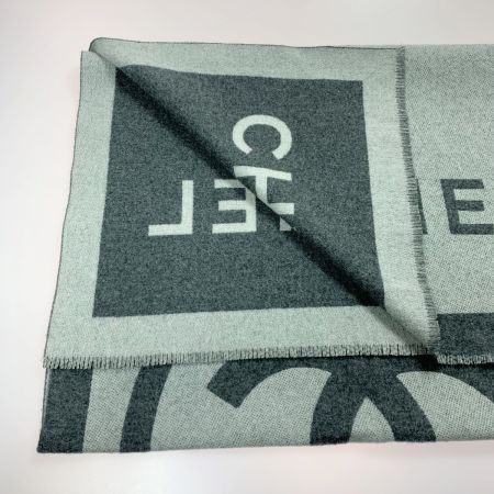  CHANEL シャネル ココマーク 大判 グレー カシミア/シルク ストール ショール