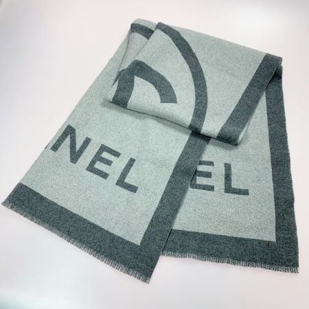  CHANEL シャネル ココマーク 大判 グレー カシミア/シルク ストール ショール