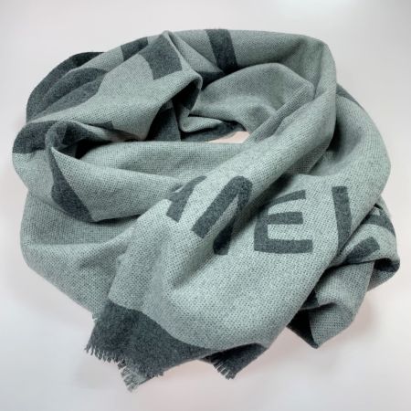  CHANEL シャネル ココマーク 大判 グレー カシミア/シルク ストール ショール