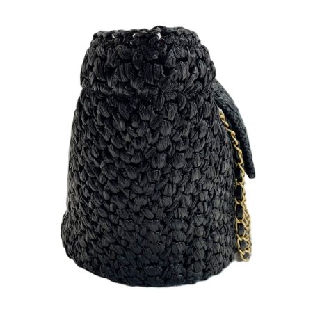  CHANEL シャネル トートバッグ ラフィア ツイード＆ゴールドトーンメタル T65G359G ブラック 編み込み レディース