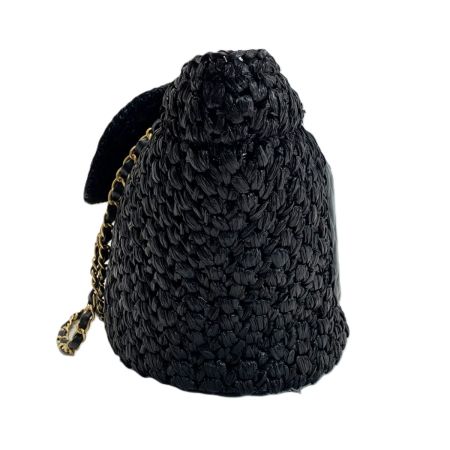  CHANEL シャネル トートバッグ ラフィア ツイード＆ゴールドトーンメタル T65G359G ブラック 編み込み レディース