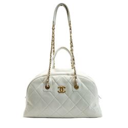 ☆☆ CHANEL シャネル マトラッセ トップハンドル ラムスキン 30884946 ホワイト 2WAY ハンドバッグ  Bランク