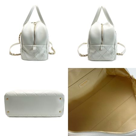  CHANEL シャネル マトラッセ トップハンドル ラムスキン 30884946 ホワイト 2WAY ハンドバッグ 