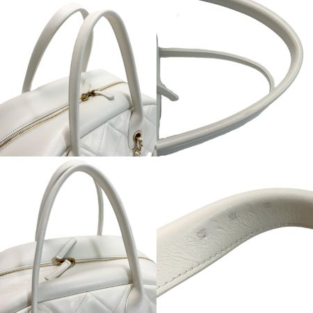  CHANEL シャネル マトラッセ トップハンドル ラムスキン 30884946 ホワイト 2WAY ハンドバッグ 