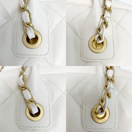  CHANEL シャネル マトラッセ トップハンドル ラムスキン 30884946 ホワイト 2WAY ハンドバッグ 