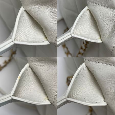  CHANEL シャネル マトラッセ トップハンドル ラムスキン 30884946 ホワイト 2WAY ハンドバッグ 