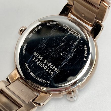  CITIZEN シチズン エル エコドライブ 2Pダイヤ EW5588-81Y シェル ソーラー レディース 腕時計 箱有 L