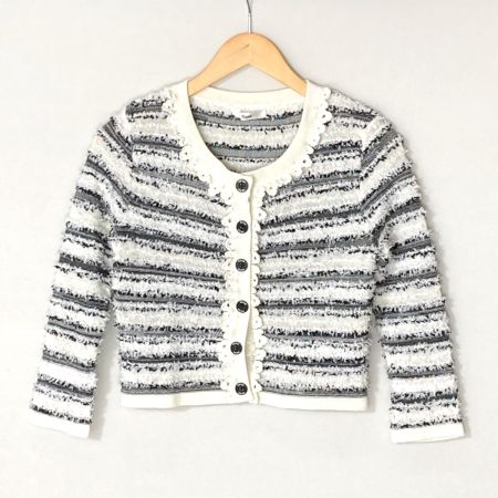  Rene ルネ カーディガン  6112330 ホワイト×ブラック サイズ 38 レディース