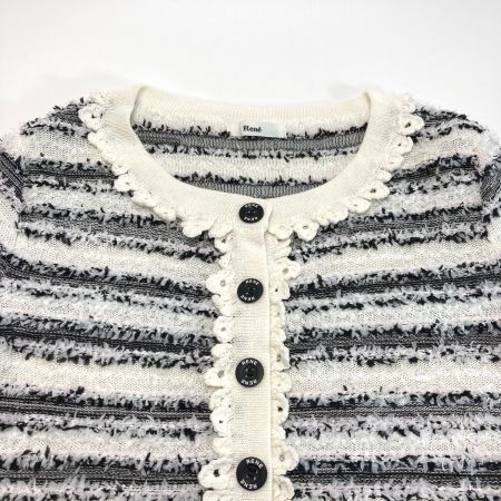  Rene ルネ カーディガン  6112330 ホワイト×ブラック サイズ 38 レディース