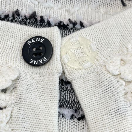 Rene ルネ カーディガン  6112330 ホワイト×ブラック サイズ 38 レディース