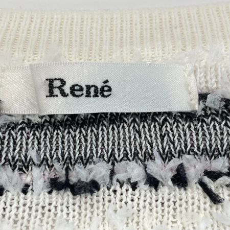  Rene ルネ カーディガン  6112330 ホワイト×ブラック サイズ 38 レディース