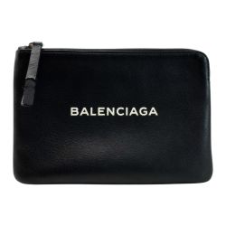 ☆☆ BALENCIAGA バレンシアガ レザー ブラック ポーチ Cランク