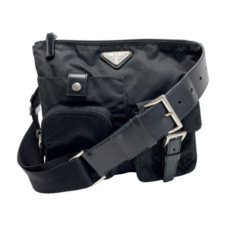  PRADA プラダ ウエストバッグ  角ロゴプレート ブラック ナイロン