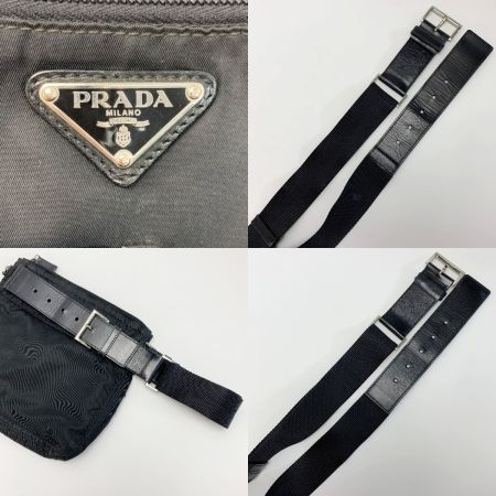  PRADA プラダ ウエストバッグ  角ロゴプレート ブラック ナイロン
