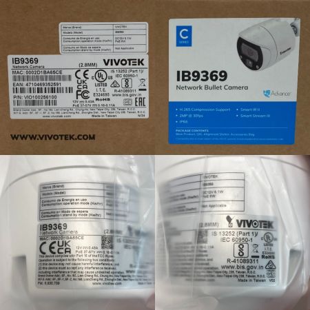  VIVOTEK 2MP ブレット型ネットワークカメラ IB9369 2.8mm IR 防水 防塵対応 未使用品 付属品完備