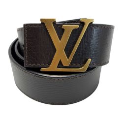 ☆☆ LOUIS VUITTON ルイヴィトン サンチュール・LVイニシアル リバーシブル ユタ ロゴバックル ブラウン レザーベルト Cランク