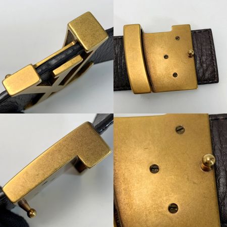  LOUIS VUITTON ルイヴィトン サンチュール・LVイニシアル リバーシブル ユタ ロゴバックル ブラウン レザーベルト