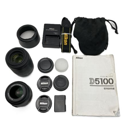  Nikon ニコン D5100 Wズームキット デジタル一眼レフ 取説・充電器付き