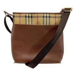 ☆☆ BURBERRY バーバリー レザー シャドーホース ブラウン ショルダーバッグ  Bランク