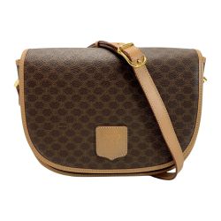 ☆☆ CELINE セリーヌ マカダム M14 ブラウン ショルダーバッグ レディース ゴールド金具 Cランク